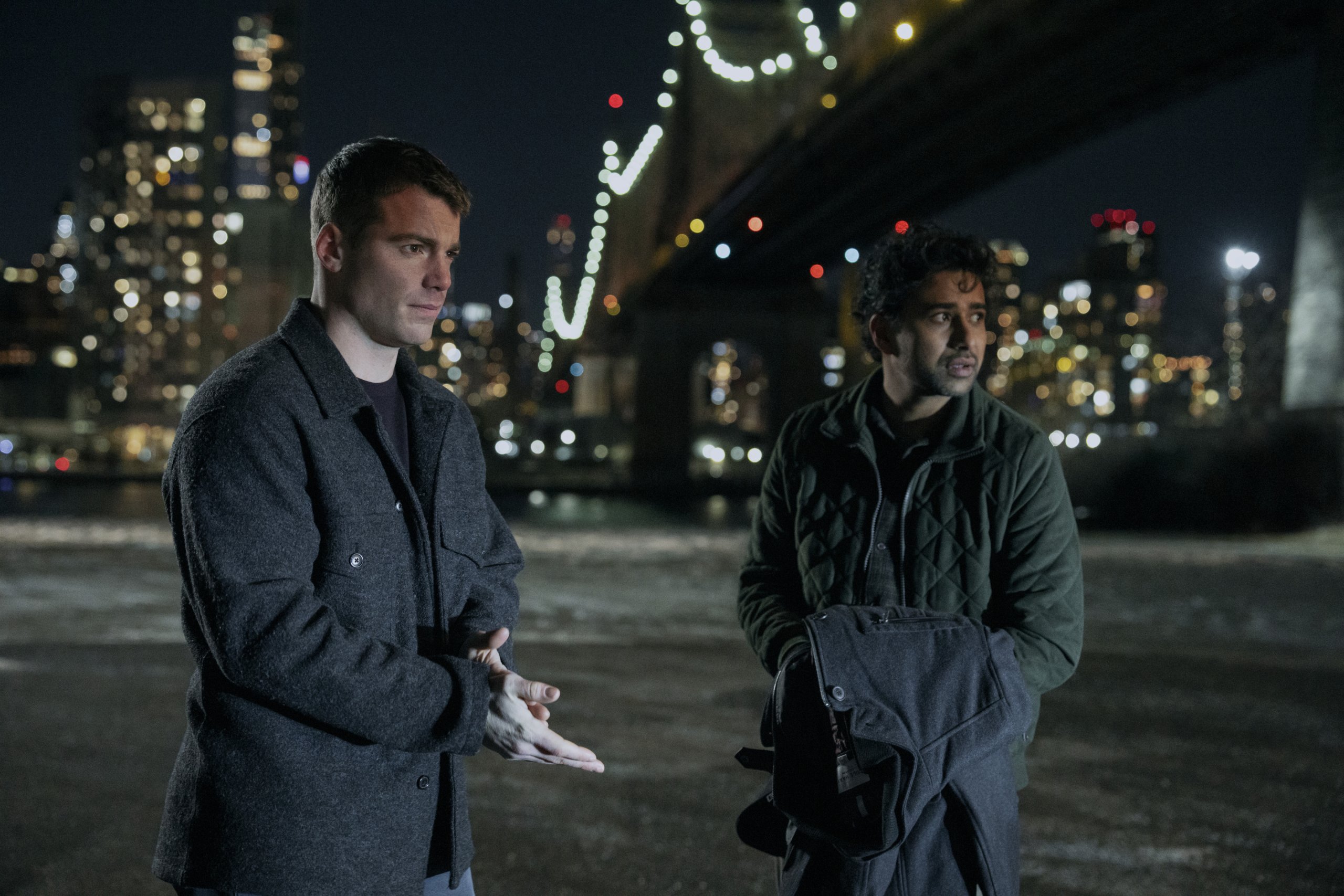 The Night Agent. (L to R) Gabriel Basso as Peter Sutherland, Suraj Sharma as Jay Batra in episode
